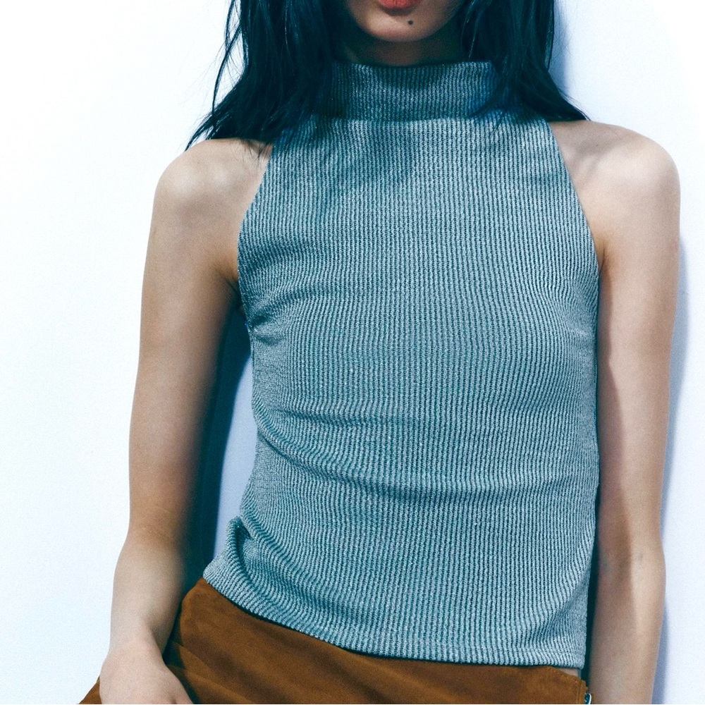 Zara NWOT Shiny Halter Top Size Medium